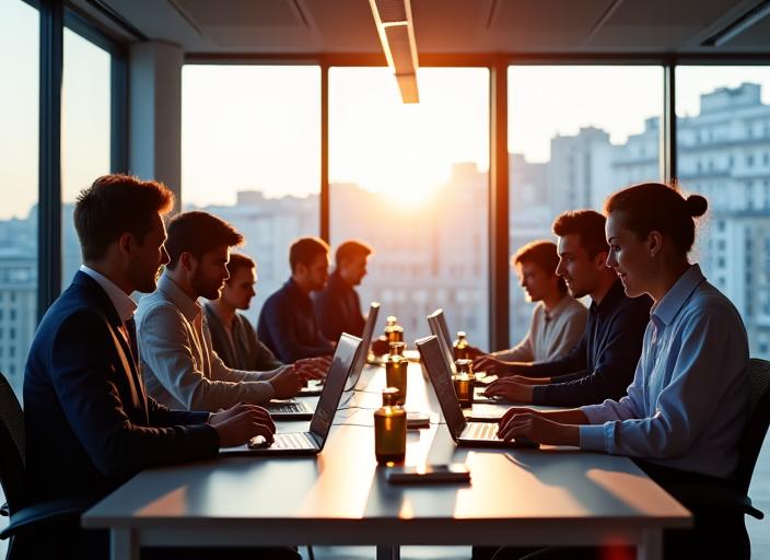 Il team di Fili Incanto al lavoro nel moderno ufficio di Milano.